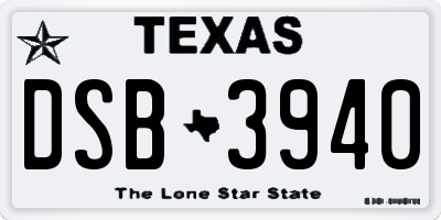 TX license plate DSB3940