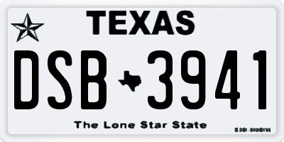 TX license plate DSB3941