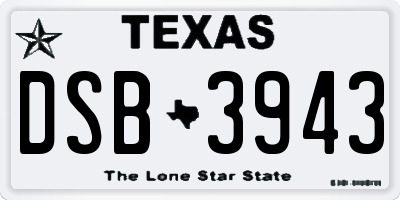 TX license plate DSB3943