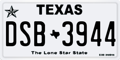 TX license plate DSB3944