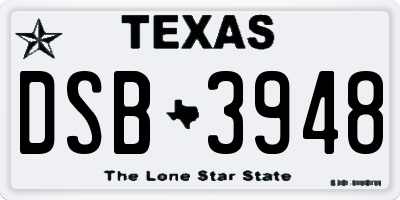 TX license plate DSB3948
