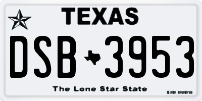 TX license plate DSB3953