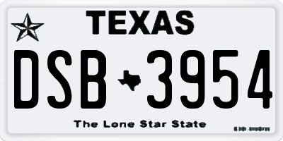 TX license plate DSB3954
