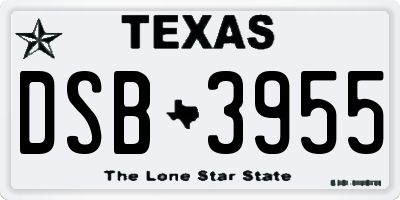 TX license plate DSB3955