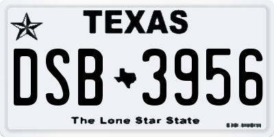 TX license plate DSB3956