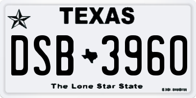 TX license plate DSB3960