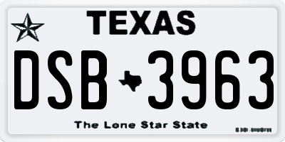 TX license plate DSB3963