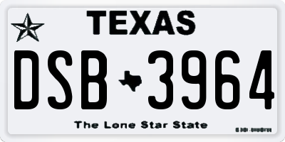 TX license plate DSB3964