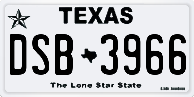 TX license plate DSB3966