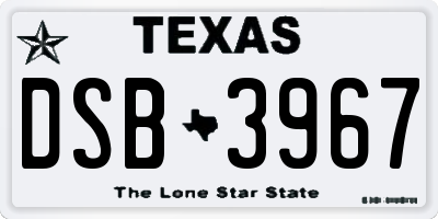 TX license plate DSB3967