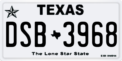 TX license plate DSB3968