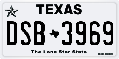 TX license plate DSB3969