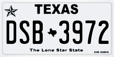 TX license plate DSB3972