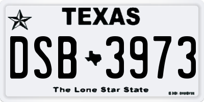 TX license plate DSB3973