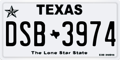 TX license plate DSB3974