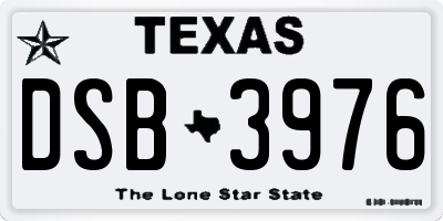 TX license plate DSB3976