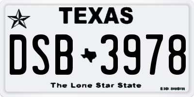 TX license plate DSB3978