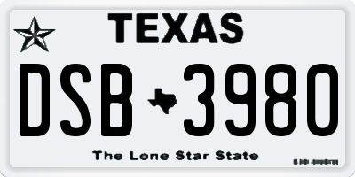 TX license plate DSB3980