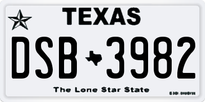 TX license plate DSB3982