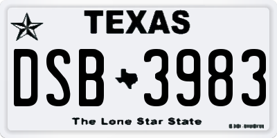 TX license plate DSB3983