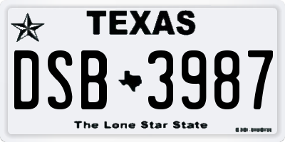 TX license plate DSB3987