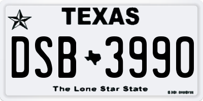 TX license plate DSB3990