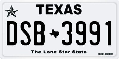 TX license plate DSB3991