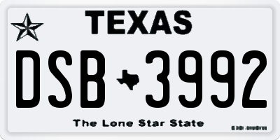 TX license plate DSB3992