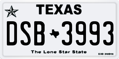 TX license plate DSB3993