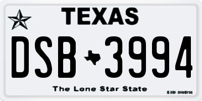 TX license plate DSB3994