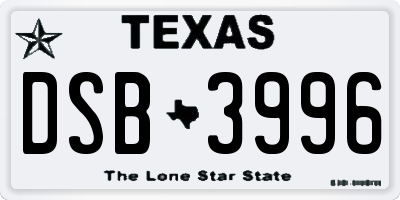 TX license plate DSB3996