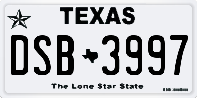 TX license plate DSB3997