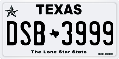 TX license plate DSB3999