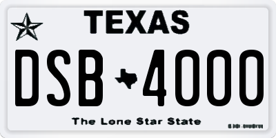 TX license plate DSB4000