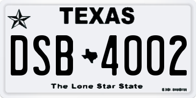 TX license plate DSB4002