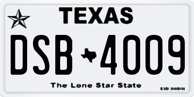 TX license plate DSB4009
