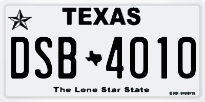 TX license plate DSB4010