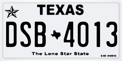 TX license plate DSB4013