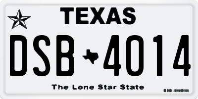 TX license plate DSB4014