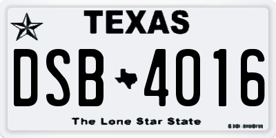 TX license plate DSB4016