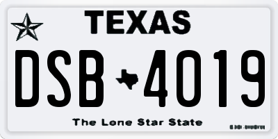 TX license plate DSB4019