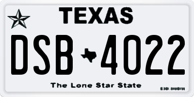 TX license plate DSB4022