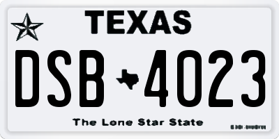 TX license plate DSB4023