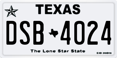 TX license plate DSB4024