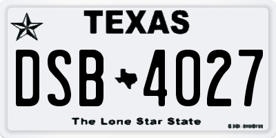 TX license plate DSB4027