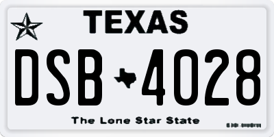 TX license plate DSB4028