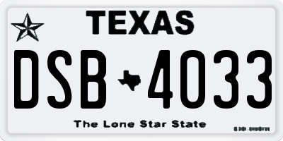 TX license plate DSB4033
