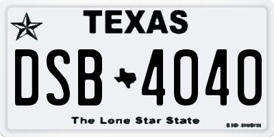 TX license plate DSB4040