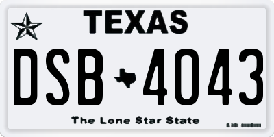 TX license plate DSB4043