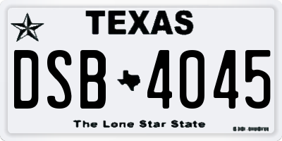 TX license plate DSB4045